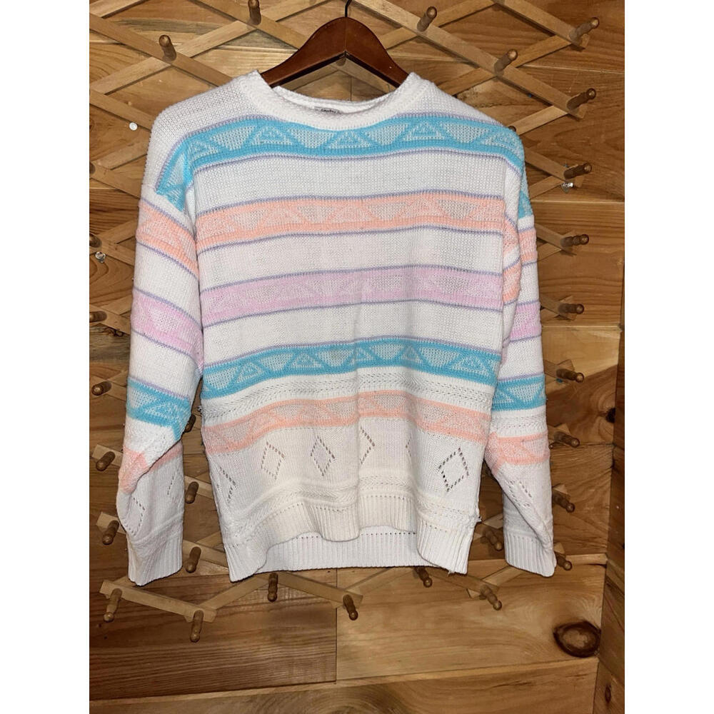 Vintage 1980’s Jolie New York Pastel Striped Sweater M
